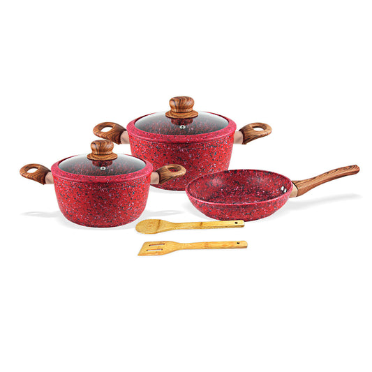 Juego de Ollas Monix Granito Rojo 7Pzs