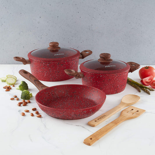 Juego de Ollas Monix Granito Rojo 7Pzs