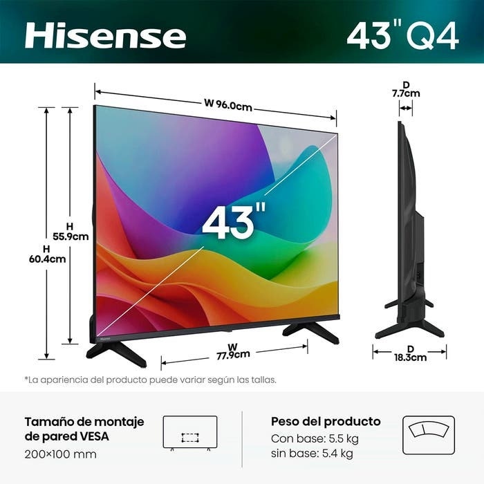 Hisense Pantalla QLED 43" SMART FHD 200134