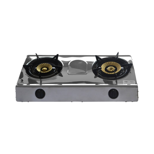Plantilla a gas acero inoxidable 2 quemadores