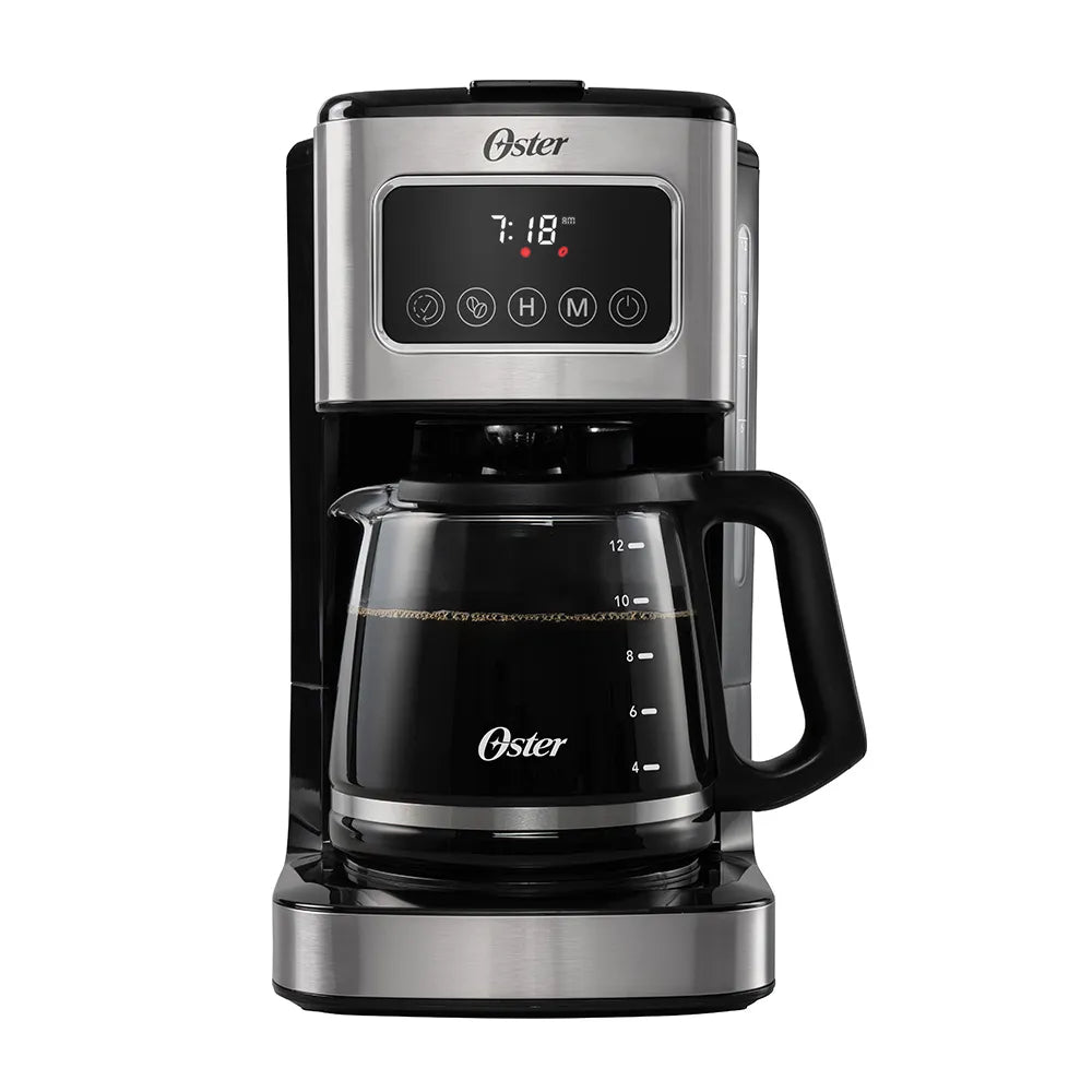 Cafetera Programable oster de 12 Tazas, Negro y Acero Inoxidable , BVSTDC4403