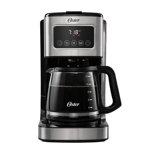 Cafetera Programable oster de 12 Tazas, Negro y Acero Inoxidable , BVSTDC4403