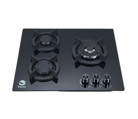 Plantilla a gas vidrio empotrable 3 quemadores