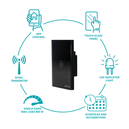 Apagador Inteligente Omnia híbrido WiFi/RF - 1 Vía