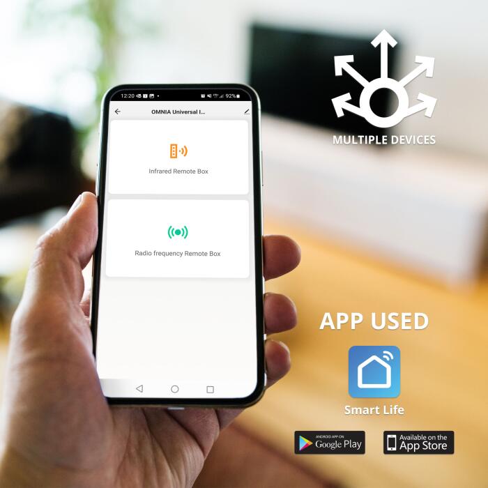 Control Remoto Universal Omnia IR/RF Inteligente WiFi.