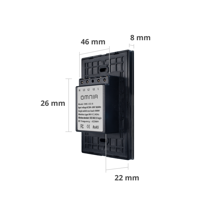 Apagador Inteligente Omnia híbrido WiFi/RF - 3 Vías
