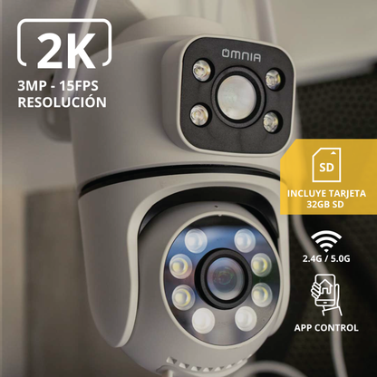 Camara PTZ (Interior/Exterior) 2K DUAL LENS SMART OMNIA WiFi