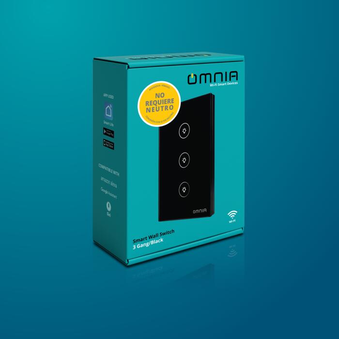 Apagador Inteligente Omnia híbrido WiFi/RF - 3 Vías
