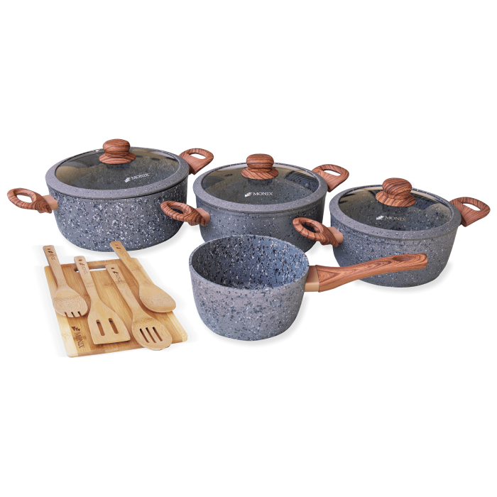 Juego de Ollas Monix Granito Gris - 12 Pzs
