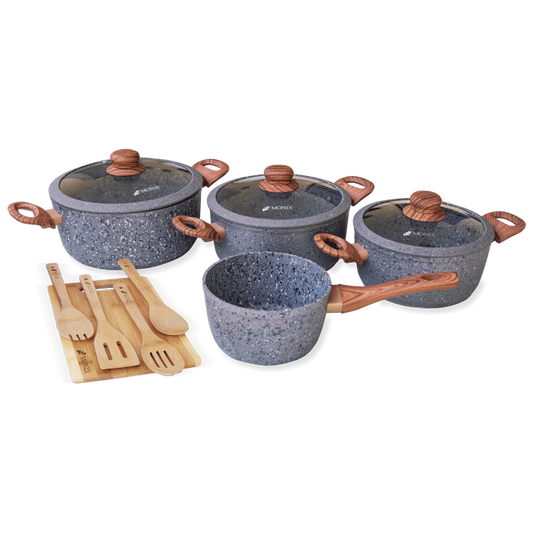 Juego de Ollas Monix Granito Gris - 12 Pzs