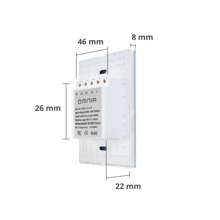 Apagador Inteligente Omnia híbrido WiFi/RF - 2 Vías