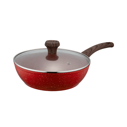 Sartén de mármol con tapa 26cm rojo Vegga