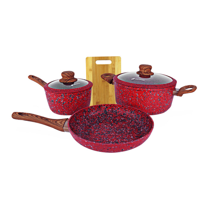 Juego de Ollas Monix Granito Rojo - 6 Pzs