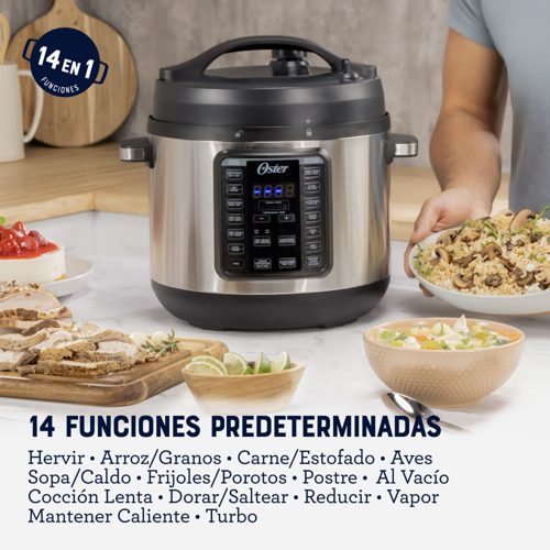 Multiolla Oster, Turbo, 7.5 L de Capacidad, con 14 Funciones, Recubrimiento Oster CKSTPCECT75DF