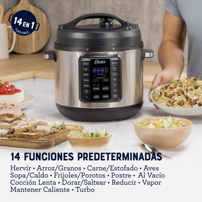 Multiolla Oster, Turbo, 7.5 L de Capacidad, con 14 Funciones, Recubrimiento Oster CKSTPCECT75DF