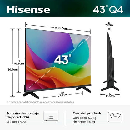 Hisense Pantalla QLED 43" SMART FHD 200134